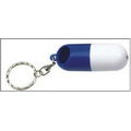 Key Chain w/ Pill Shaped Container Blue/White
